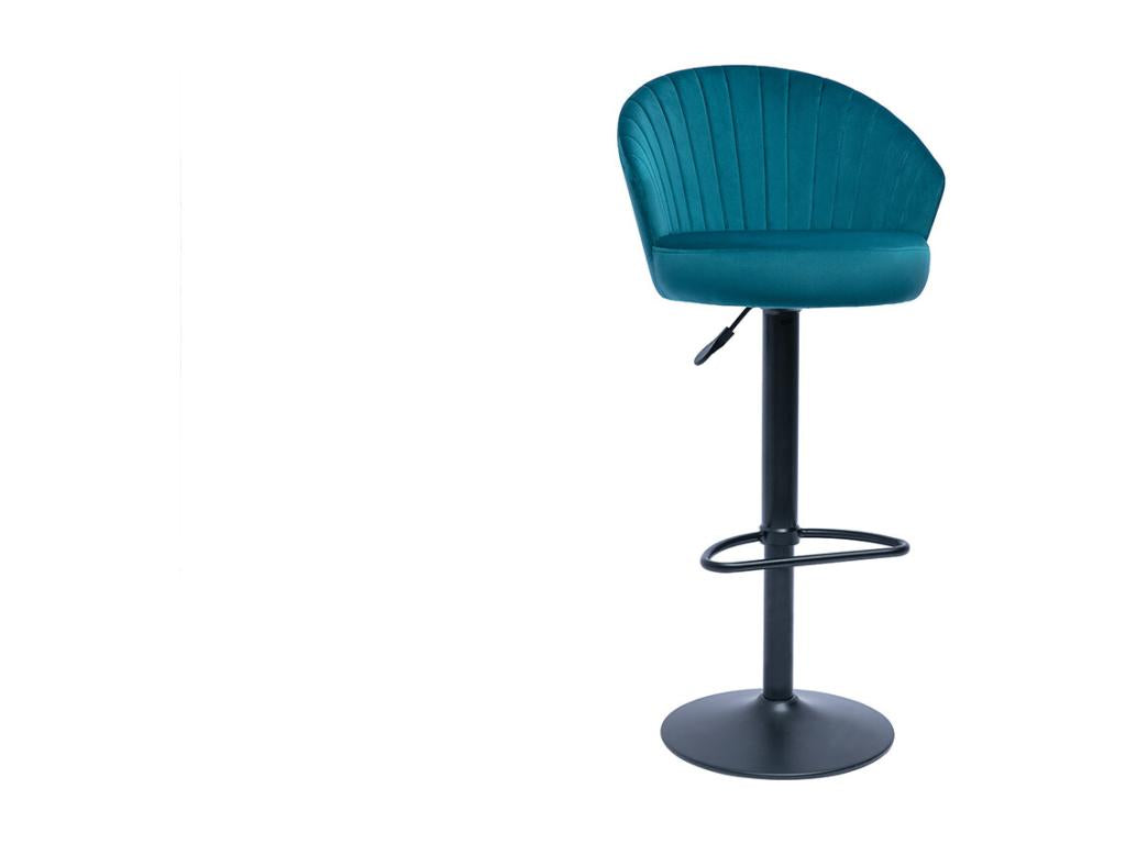 Tabouret de bar design réglable et pivotant en tissu velours gaufré bleu canard Dekonao RXWH97997