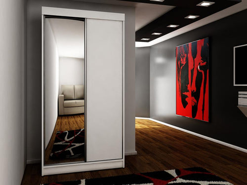 Armoire Dekonao 103 Blanc 200x100x62cm Portes d'armoire Glissement BGFD19461