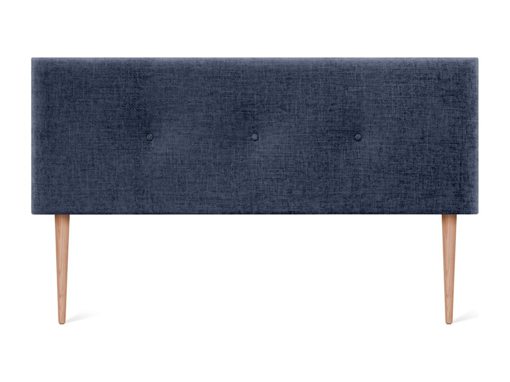 Dekonao Tête de lit en laine naturelle avec Boutons 135x105cm avec pieds Lits 120/135 - Bleu DLFA29325