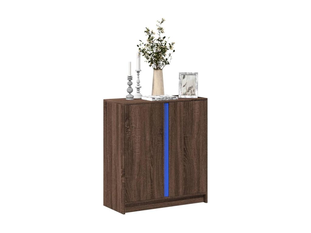 Buffet avec LED chêne marron 77x34x85 cm bois d'ingénierie LKQM67992