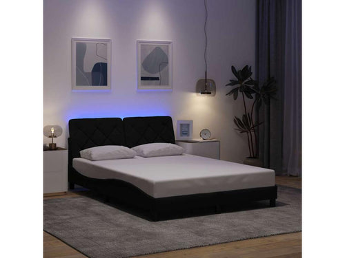 Cadre de lit avec LED sans matelas noir 140x200 cm tissu NMDJ34679