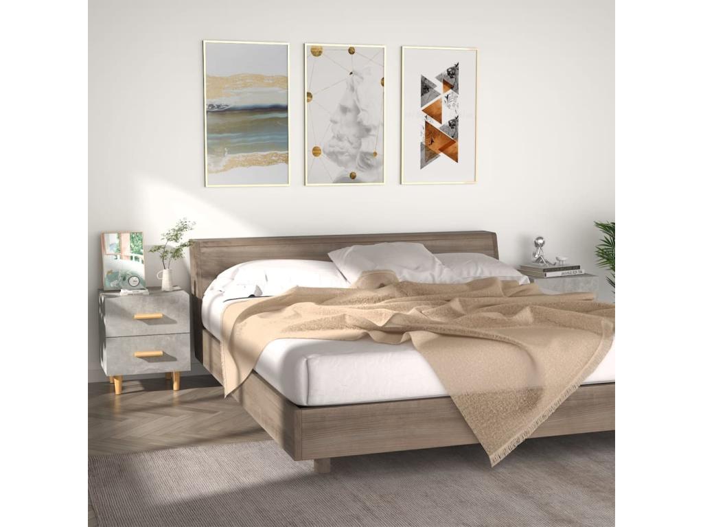 Tables de chevet 2 pcs Gris béton 40x35x47.5 PVOM67559