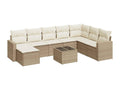 Salon de jardin avec coussins 9 pièces beige résine tressée JMDH99401