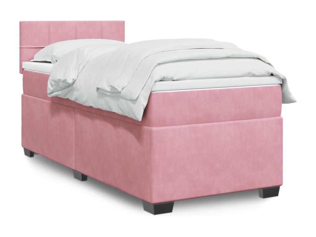 Sommier à Dekonao de lit avec matelas Rose 90x190 cm Velours PWPH25469