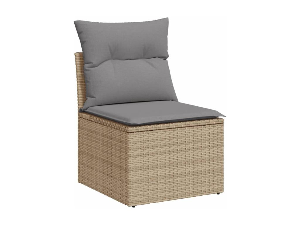 Salon de jardin avec coussins 9 pcs beige résine tressée VAKO50825