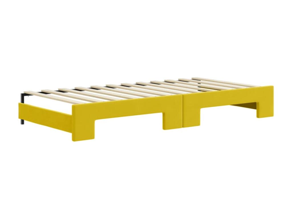 Lit de jour avec gigogne et matelas jaune 90x200 cm velours HJNJ97446