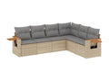 Salon de jardin avec coussins 6 pcs beige résine tressée ZROJ69341
