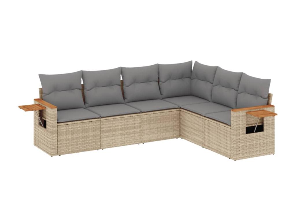 Salon de jardin avec coussins 6 pcs beige résine tressée ZROJ69341