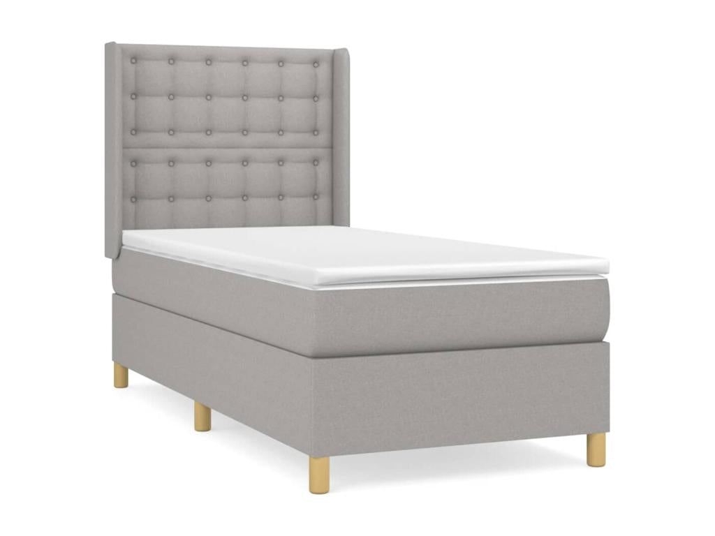 Lit à sommier tapissier avec matelas Gris clair 90x200 cm Tissu KBNZ91724