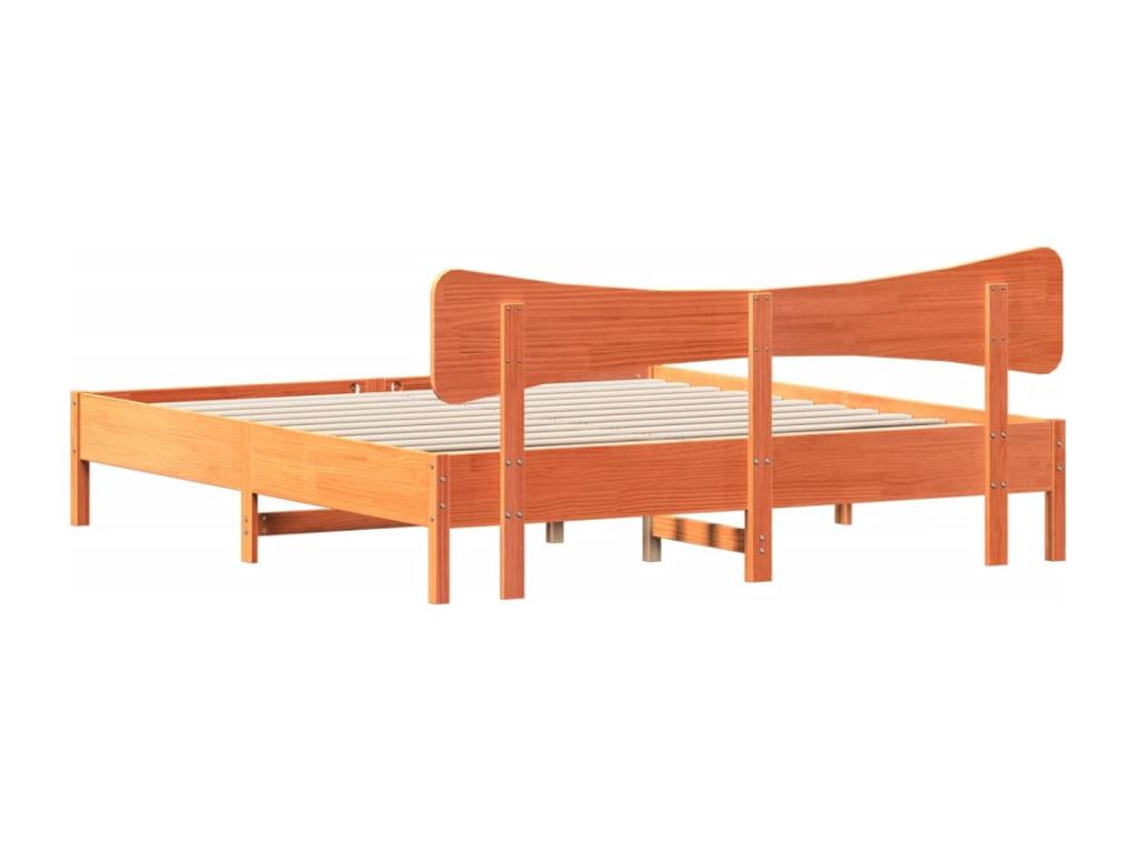 Cadre de lit sans matelas cire marron 200x200cm bois pin massif SHDV39884