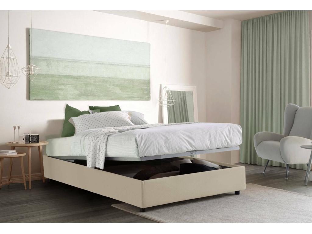 Lit double Nobellea Lit coffre avec revêtement en tissu Made in Italy Ouverture frontale avec matelas 140x200 cm inclus Beige PVQH40478