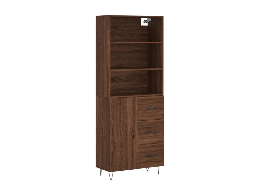 Buffet haut Chêne marron 69,5x34x180 cm Bois d'ingénierie QSVG37832