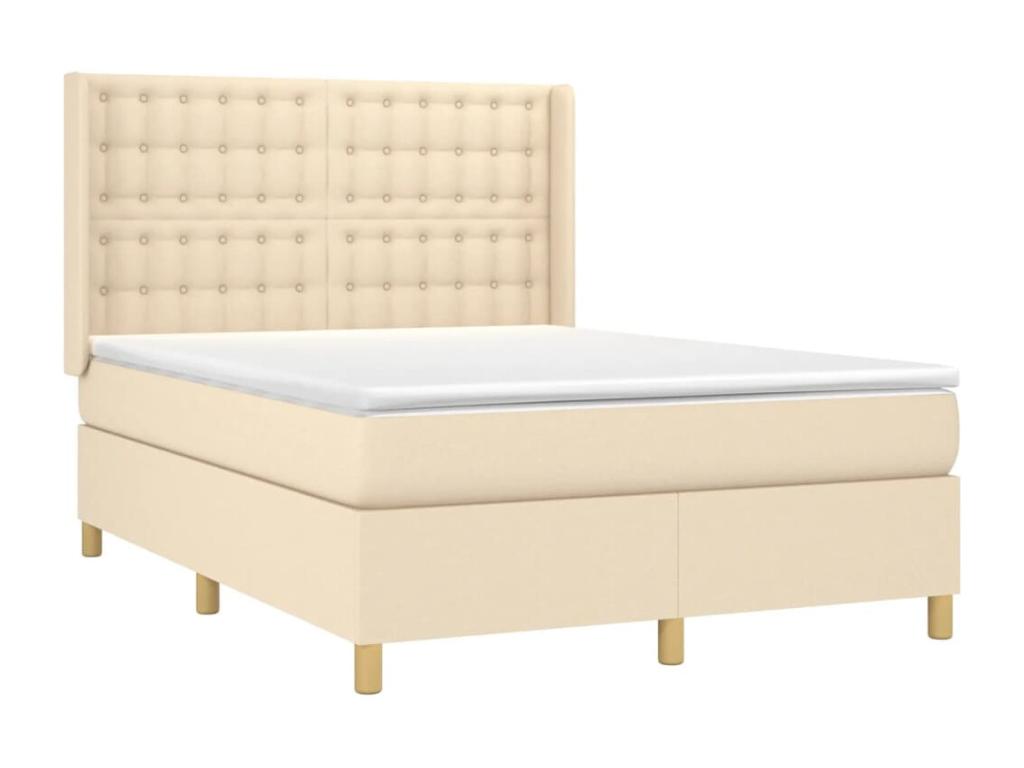Lit à sommier tapissier avec matelas Crème 140x200 cm Tissu YOLH58411