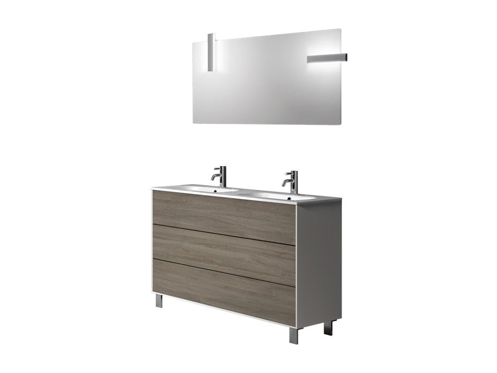 Ensemble de salle de bain double vasque 5 pièces Dekonao chêne cendré DQOK85771