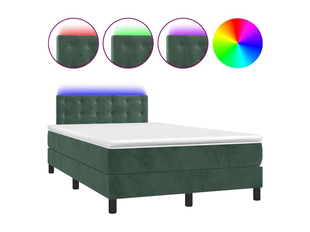 Sommier à Dekonao de lit avec matelas LED vert foncé 120x190 cm SECZ11587
