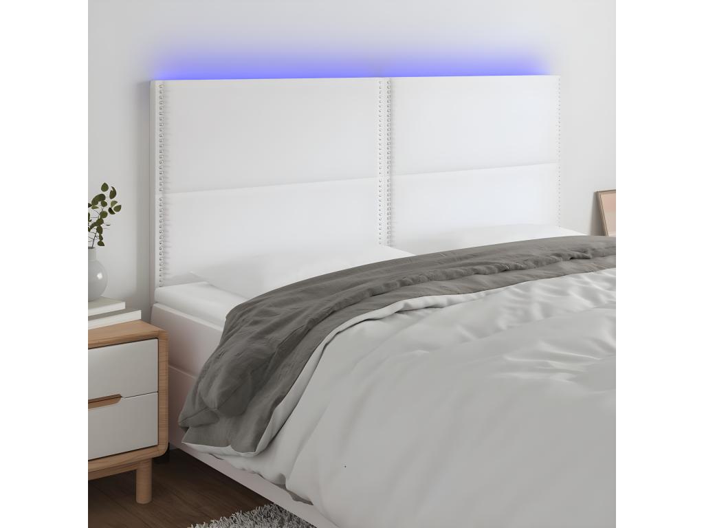 Tête de lit à LED Blanc 180x5x118/128 cm Similicuir BQSX36829