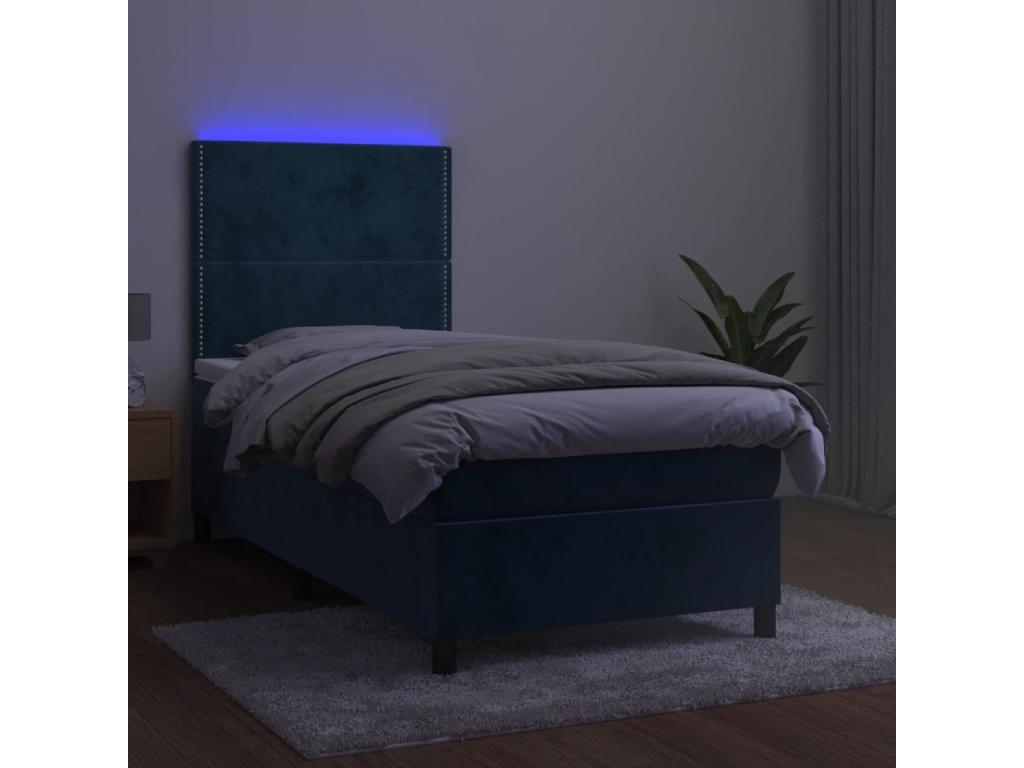 Sommier à Dekonao de lit avec matelas et LED Bleu foncé 80x200cm WMXG06924
