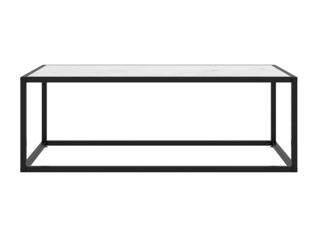 Table basse Noir avec verre marbre blanc 100x50x35 FWDR02834