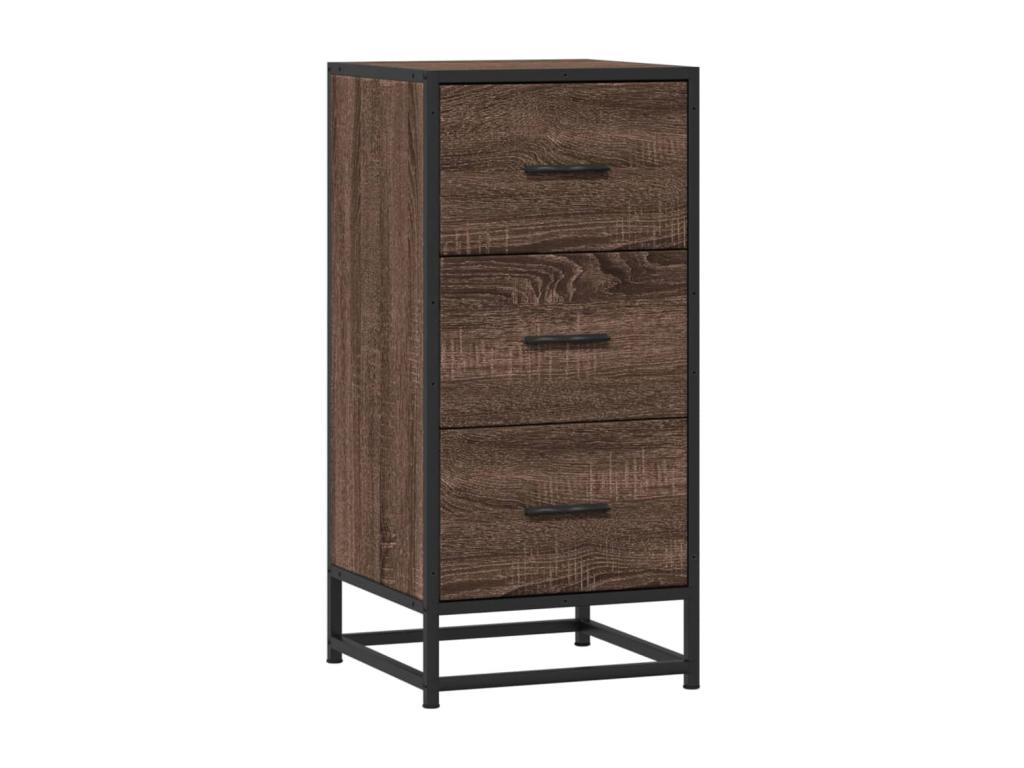 Buffet chêne marron 35,5x35x76 cm bois d'ingénierie et métal NWVQ55145