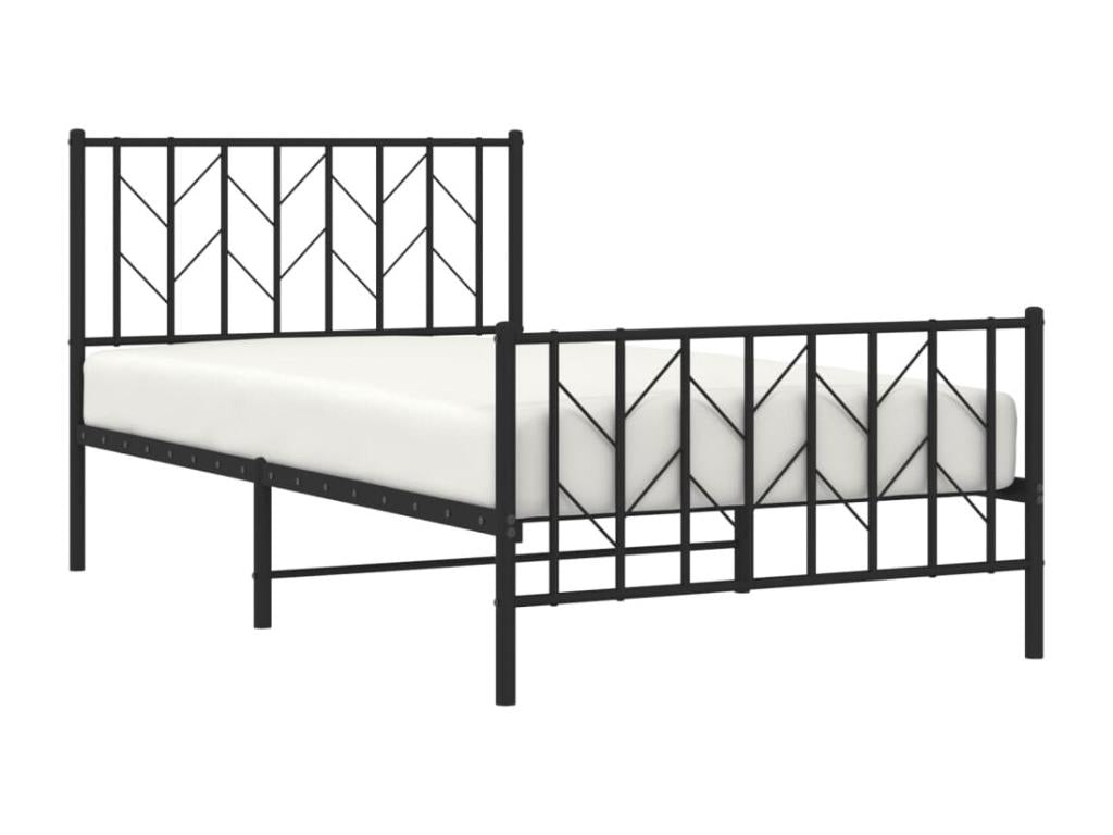 Cadre de lit métal sans matelas avec pied de lit noir 100x190cm DXGJ20944