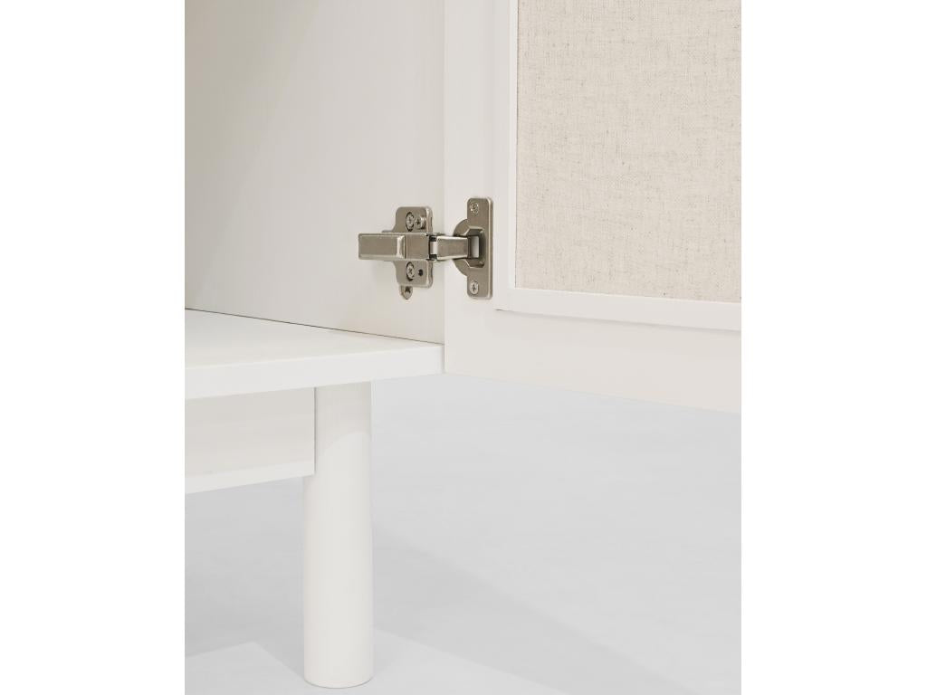 Armoire en bois de sapin et toile de lin blanc 180x80cm - LIN - Dekonao EGQY49208