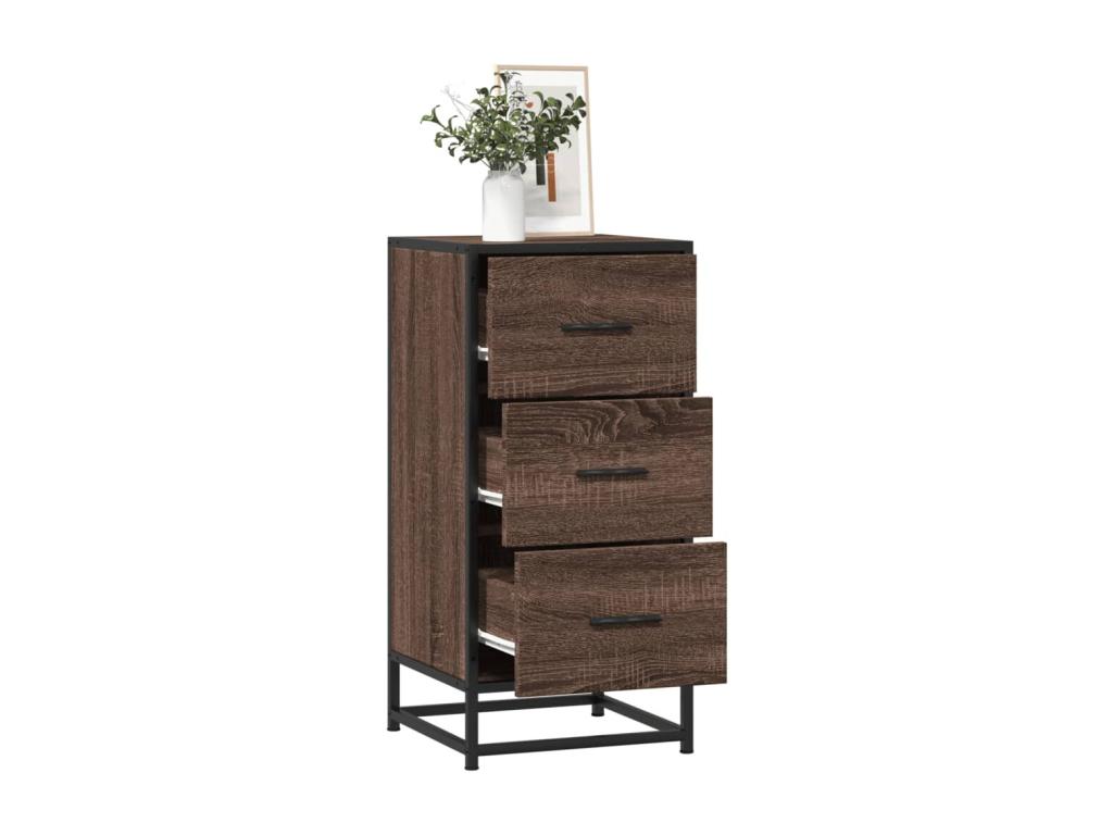 Buffet chêne marron 35,5x35x76 cm bois d'ingénierie et métal NWVQ55145