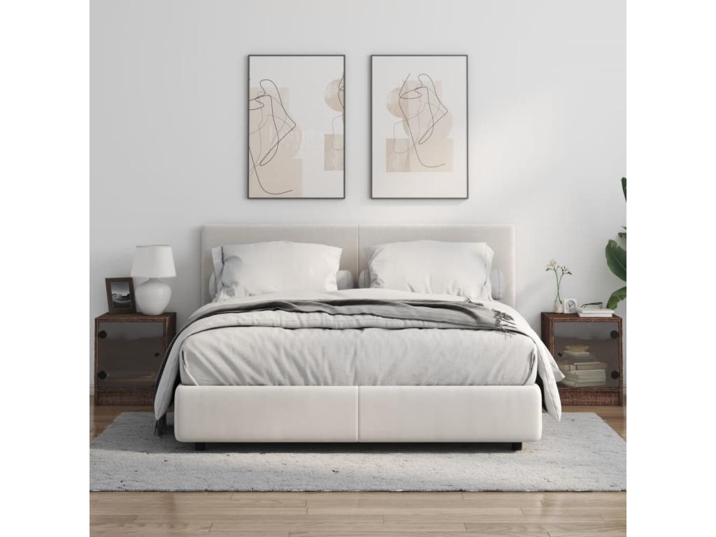 Ligniva - Tables de chevet et portes vitrées 2pcs chêne marron 35x37x42cm ZXBD37650