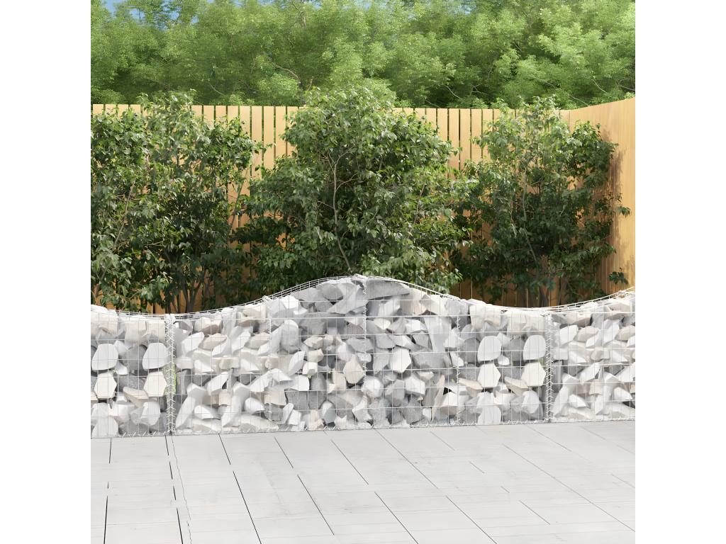 Paniers à gabions arqués 7 pièces 200x30x60/80 cm Fer renforcé AQPN16570