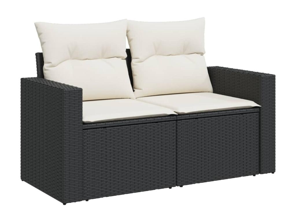 Salon de jardin 7 pcs avec coussins noir résine tressée XCWT56346