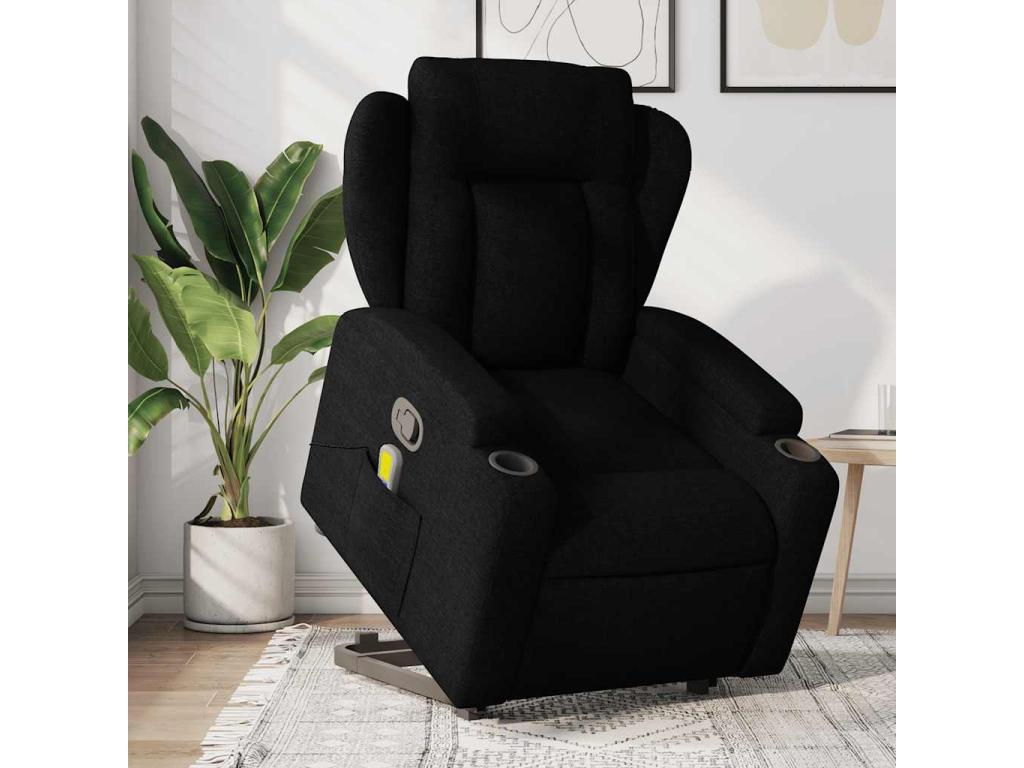 Fauteuil massant inclinable Noir Tissu DZUY62396