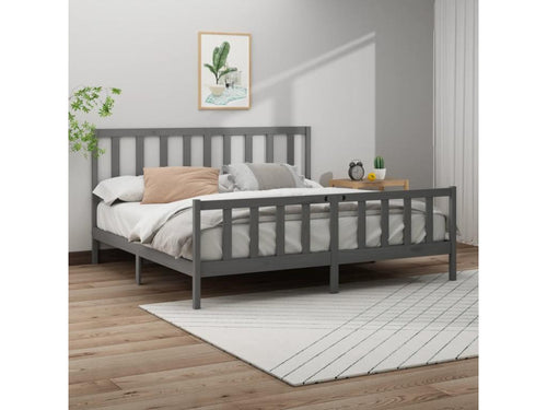 Cadre de lit Gris Bois de pin massif 200x200 cm HOWU97800