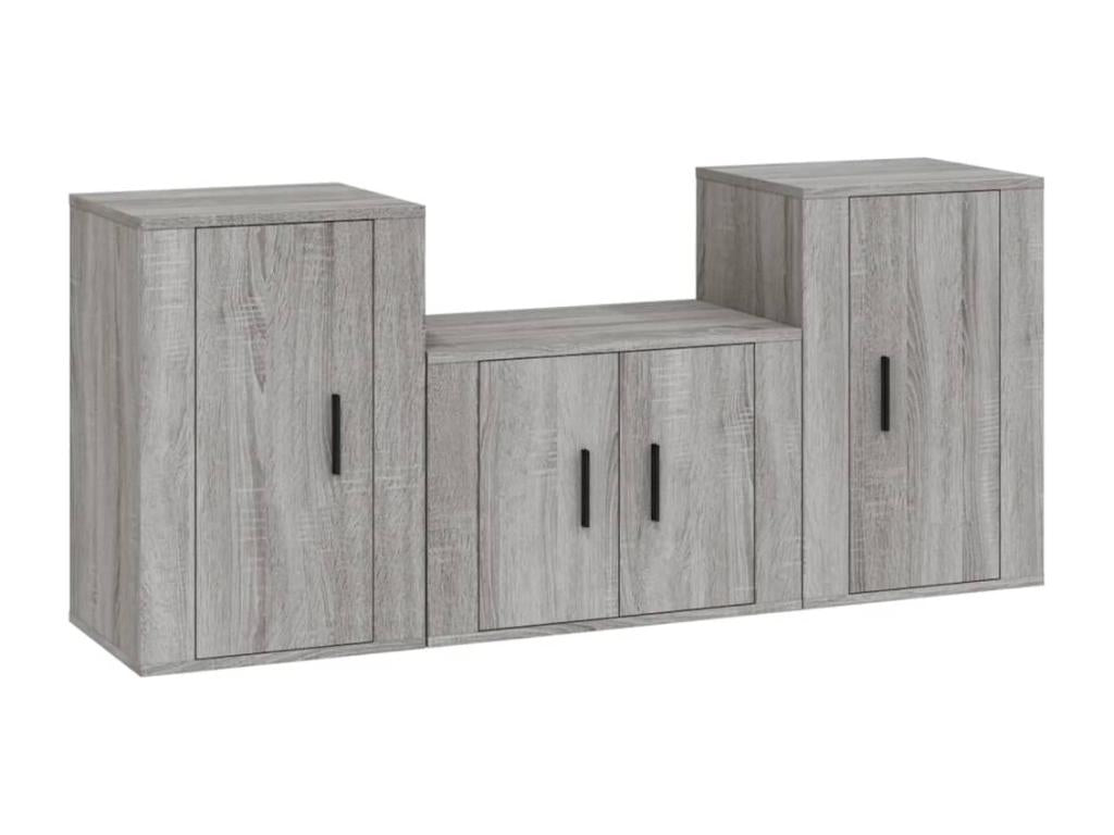Ensemble de meubles TV 3 pcs Ligniva gris Bois d'ingénierie LLBV09967