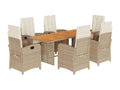 Ensemble à manger de jardin coussins 7 pièces méDekonao beige rotin RPTS31741