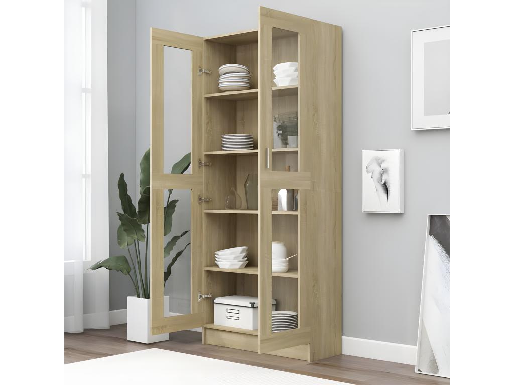 Armoire à vitrine Chêne Dekonao 82,5x30,5x185,5 cm Aggloméré JWDB74896