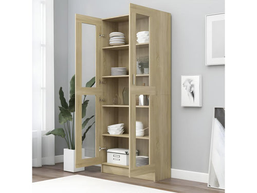 Armoire à vitrine Chêne Dekonao 82,5x30,5x185,5 cm Aggloméré JWDB74896