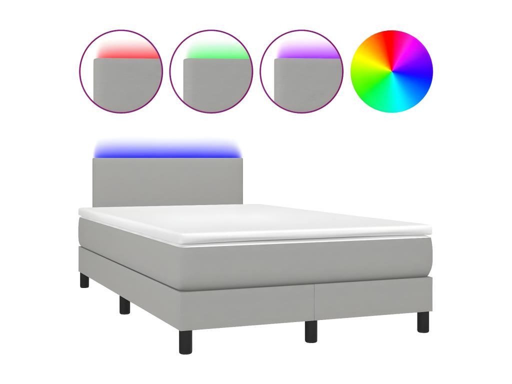 Sommier à Dekonao de lit matelas LED gris clair 120x190 cm tissu GGSC19747