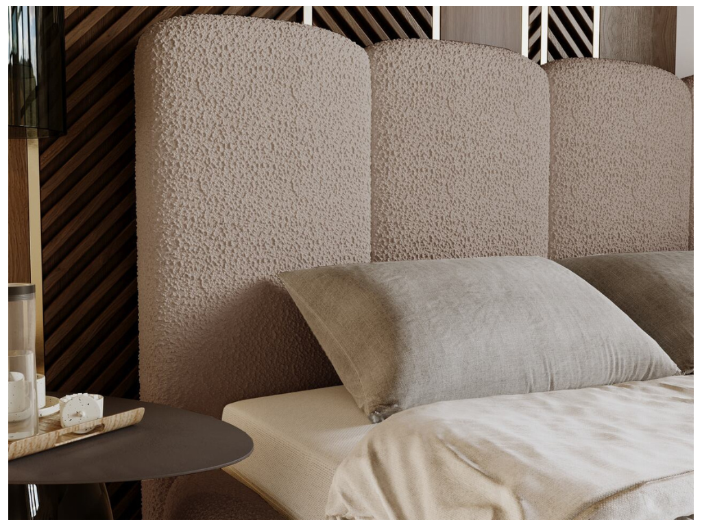 Lit rembourré avec rangement - 120x200 - lit double - bouclé - marron - Dekonao QWDU62963