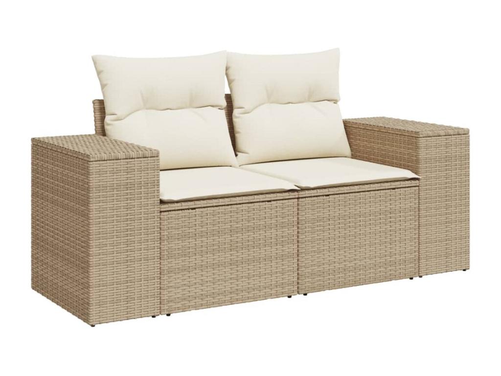 Salon de jardin avec coussins 6 pcs beige résine tressée BKJP17404