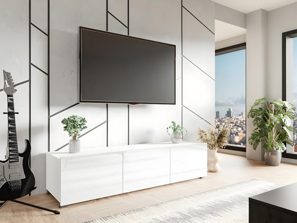 Meuble TV Dekonao 103 Blanc - Blanc brillant Le nombre de portes 3 150x37x43cm MNJA20091