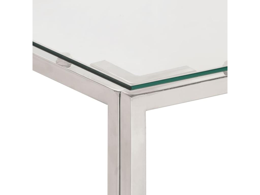 Table basse en acier inoxydable argenté et verre trempé MKDD92495