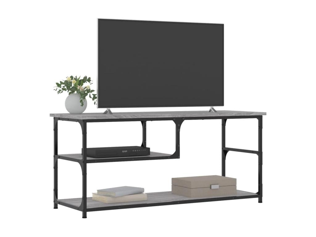 Meuble TV Dekonao gris 103x38x46,5 cm bois d'ingénierie et acier QKWC70790