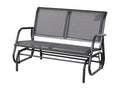 Banc à bascule de jardin 2 places design contemporain grand confort accoudoirs dossier ergonomique acier textile gris SLYV00338