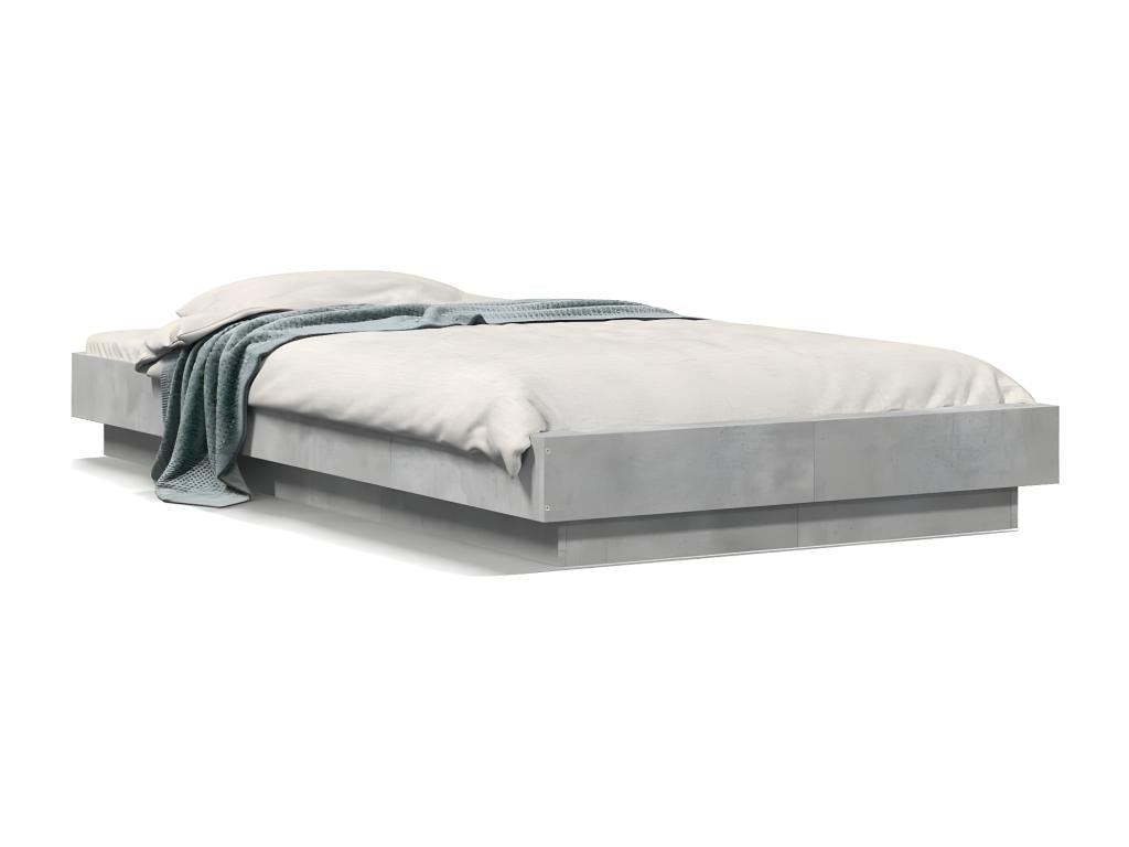 Cadre de lit sans matelas gris béton 100x200 cm ZOVU75876