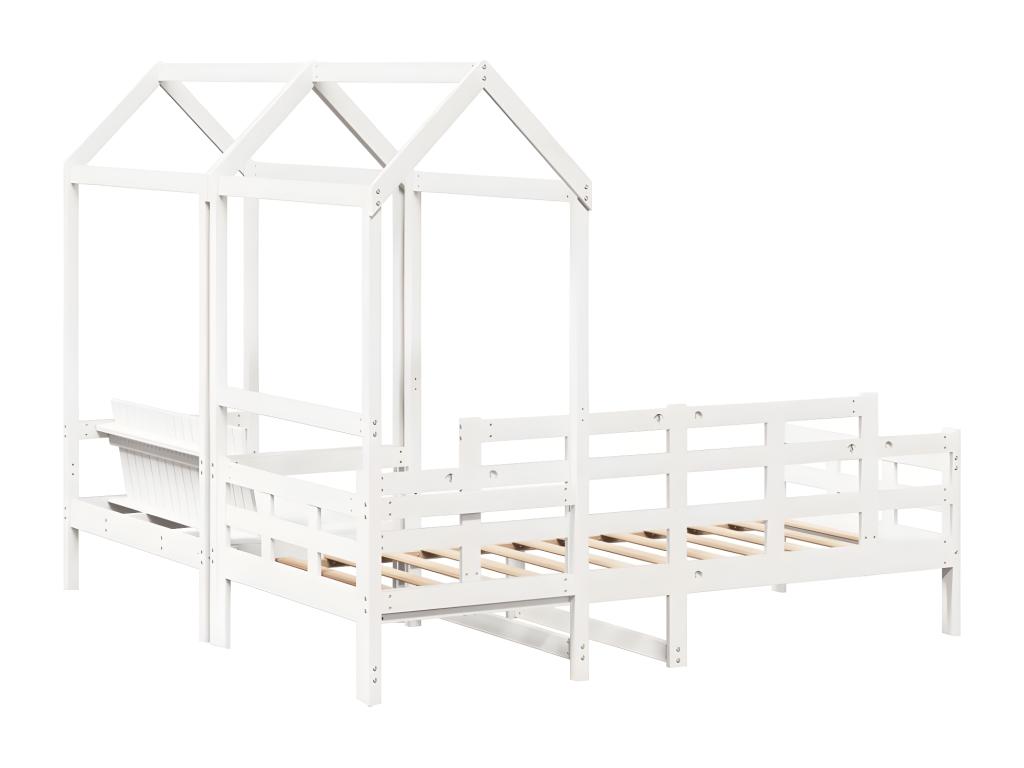 Ensemble de lit de jour et de banc et toit 80x200 cm pin massif CLPL26925