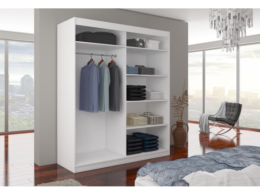 Armoire de chambre à coucher noir 2 portes coulissantes blanches et alu Dekonao 180cm WUXG98712