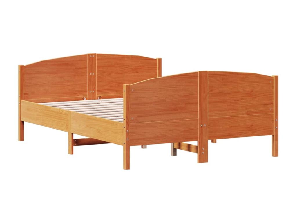 Cadre de lit sans matelas cire marron 140x190cm bois pin massif TFDN90752