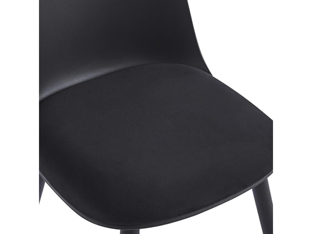 Chaise avec coussin d'assise en velours Dekonao - Confort et modernité-Couleur Noir VTLA74765