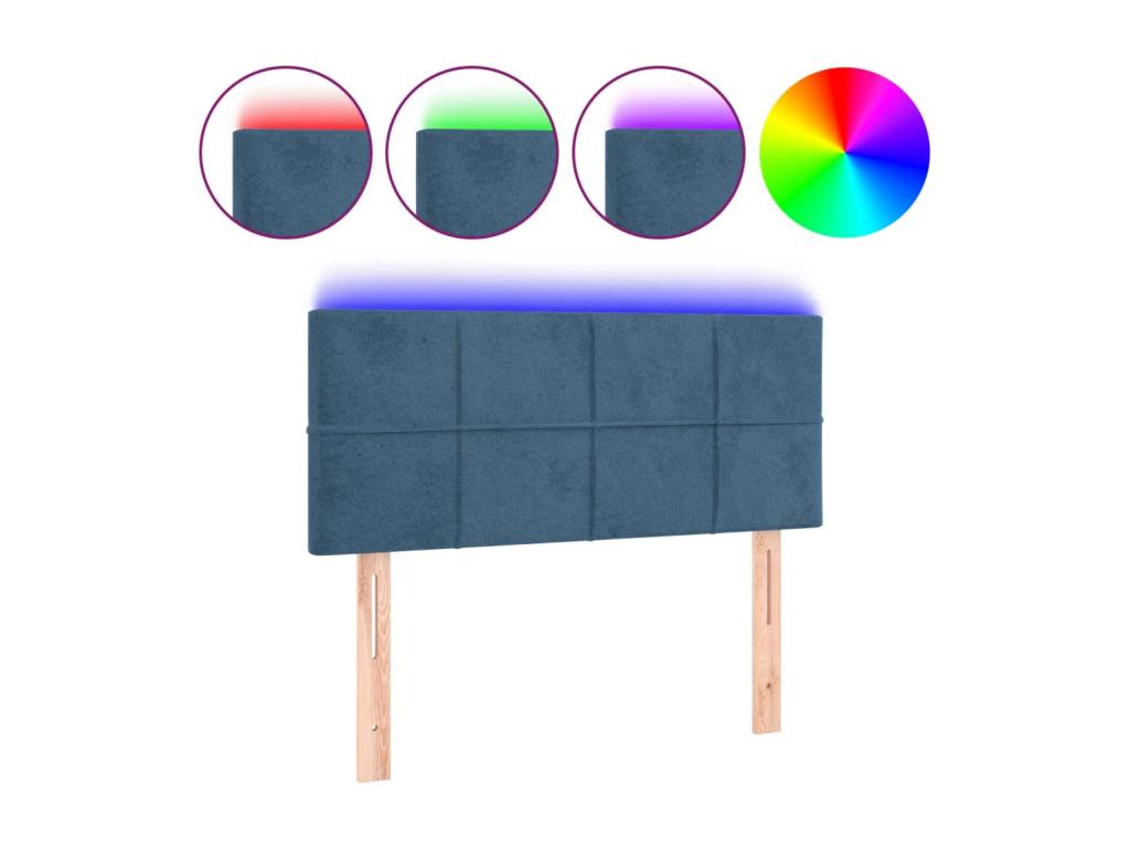 Tête de lit à LED Bleu foncé 100x5x78/88 cm Velours MKOT90717
