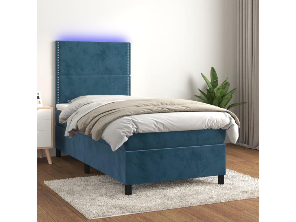 Sommier à Dekonao de lit avec matelas et LED Bleu foncé 80x200cm WMXG06924