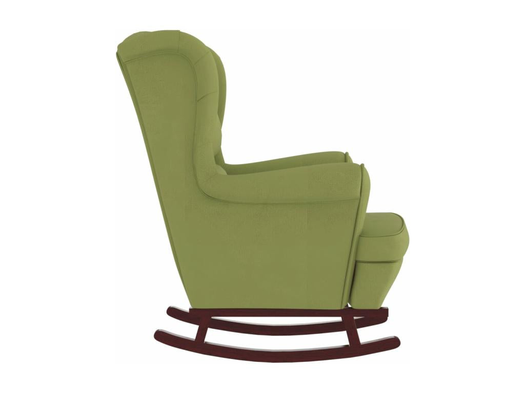 Fauteuil à bascule et pieds en bois d'hévéa Vert clair Velours BHCS34338